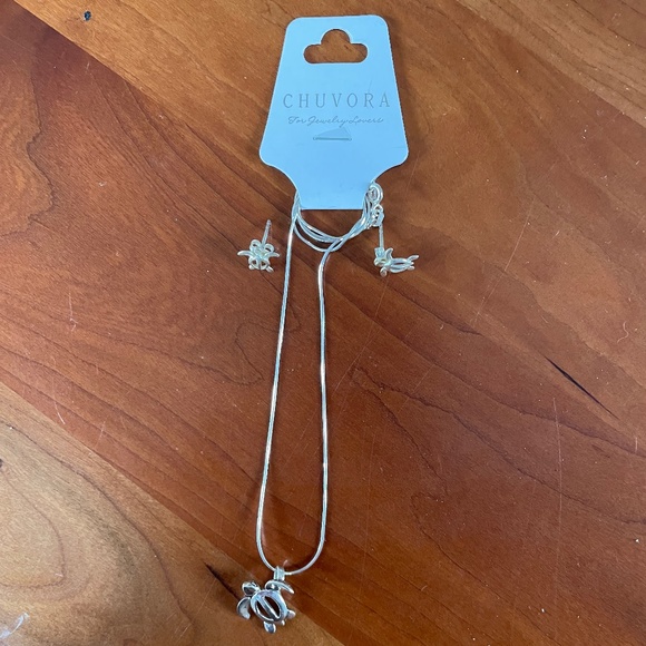 Sea Turtle Earrings and Necklace set - Picture 1 of 7